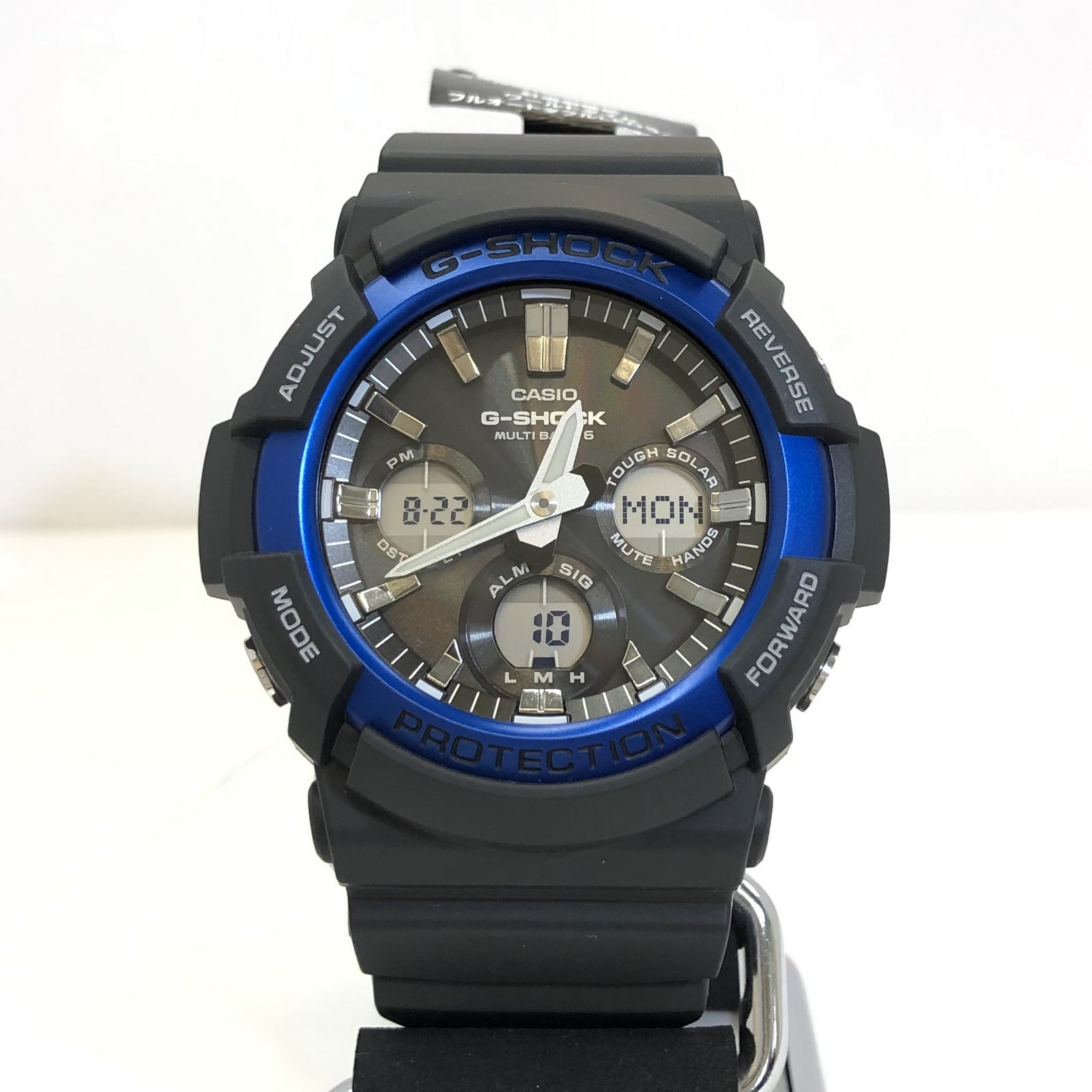 G-SHOCK ジーショック CASIO カシオ ブルー 腕時計 タグ付き アナデジ RY6499M デジアナ IT083Y83NPQ6 メンズ  カジュアル ビッグフェイス 美品 タフソーラー 箱付き 電波ソーラー GAW-100B-1A2JF ブラック 三国ヶ丘店