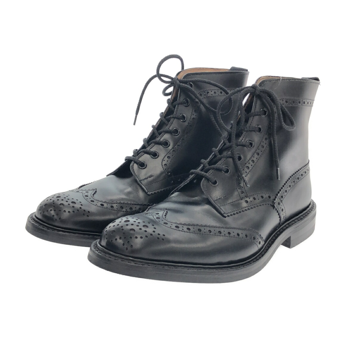 Tricker's トリッカーズ 2508M MALTON カントリーブーツ ブラック レザー イングランド製 美品 UK9.5 ウィングチップ 三国ケ丘店 ITK50Y5DAVTS 【中古】 RM904AH|NEXT51店