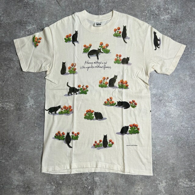1990 90s rel e vant products 総柄 猫プリント Tee USA製 アニマルプリント 米国製 ヴィンテージ vintage 632U 貝塚店 ITY4UVZDJIC8 【中古】 RK632U