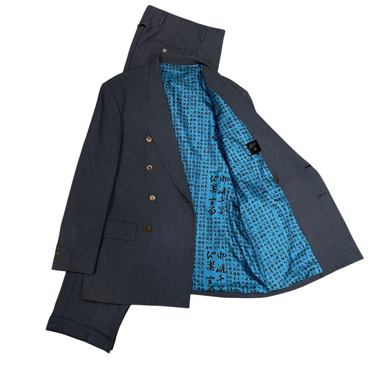 Jean Paul GAULTIER HOMME 漢字ライニングセットアップスーツ ピークドラペルダブルブレストテーラードジャケット パンツ スラックス トラウザーズ ブルゾン アウター Archive 90s JPG ジャンポールゴルチエ メンズ 三国ケ丘店 ITKSKGHQ7VL2 【中古】 RM4611I|NEXT51店