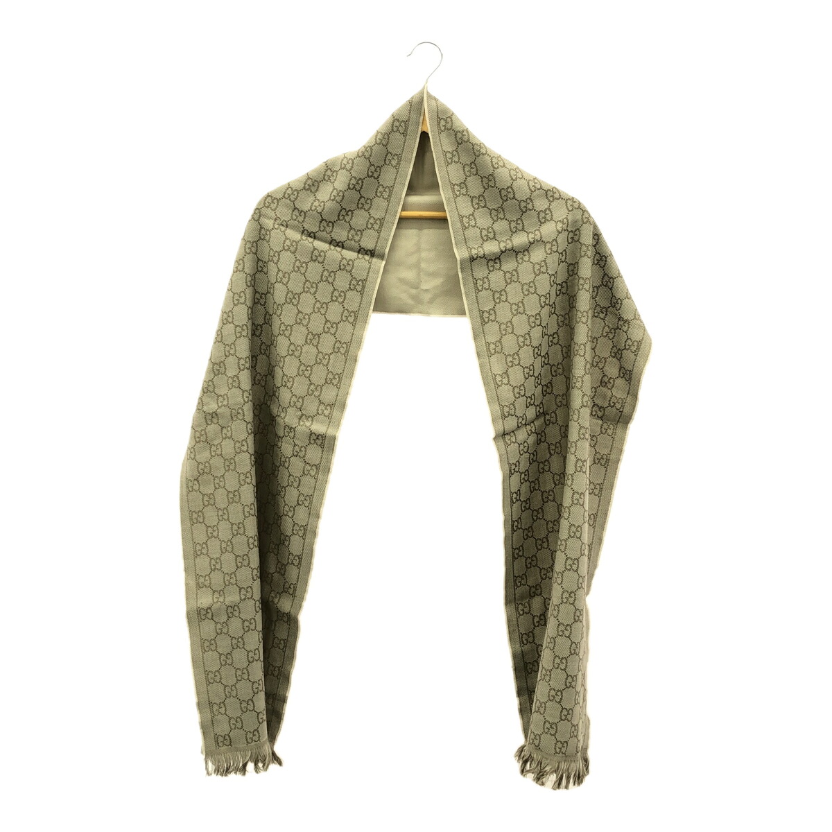 GUCCI グッチ マフラー GGパターン 10995 薄手マフラー グレージュ ウール100% イタリア製 三国ケ丘店 ITGWYFBCH074 【中古】 RMRM0097T|NEXT51店