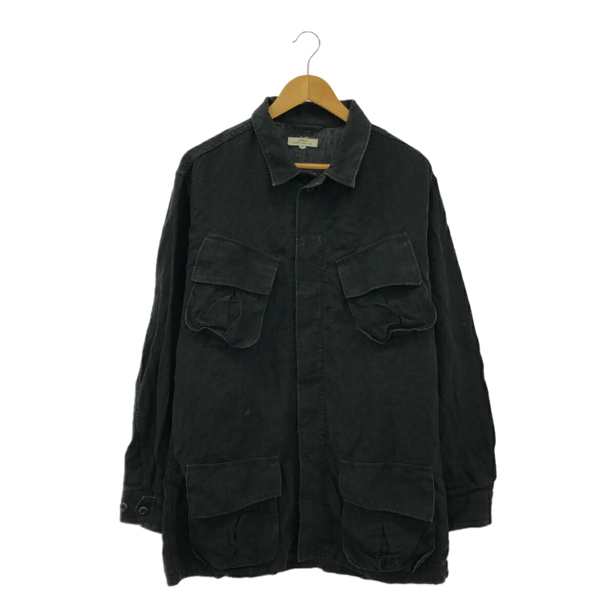 SLOW＆CO スロウアンドコー 大きさ3 linen jungle fatigue jacket リネン ジャングルファティーグジャケット シャンブレー メンズ BLK 黒いこと 三国ケ丘店 ITRDUT88BPXQ 【中古】 RM4748M