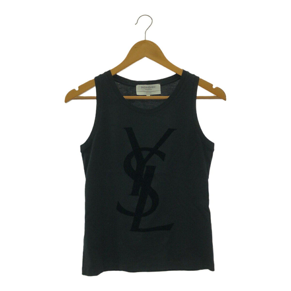 YVES SAINT LAURENT イヴ・サンローラン 貯蔵タンクとっ始め トップス ロゴタイプ 心地よい 黒いこと 綿織物 イタリア製 分かりやすい レディース 亭主もち 三国ケ丘店 ITMWYJ37M7RC 【中古】 RM2449R