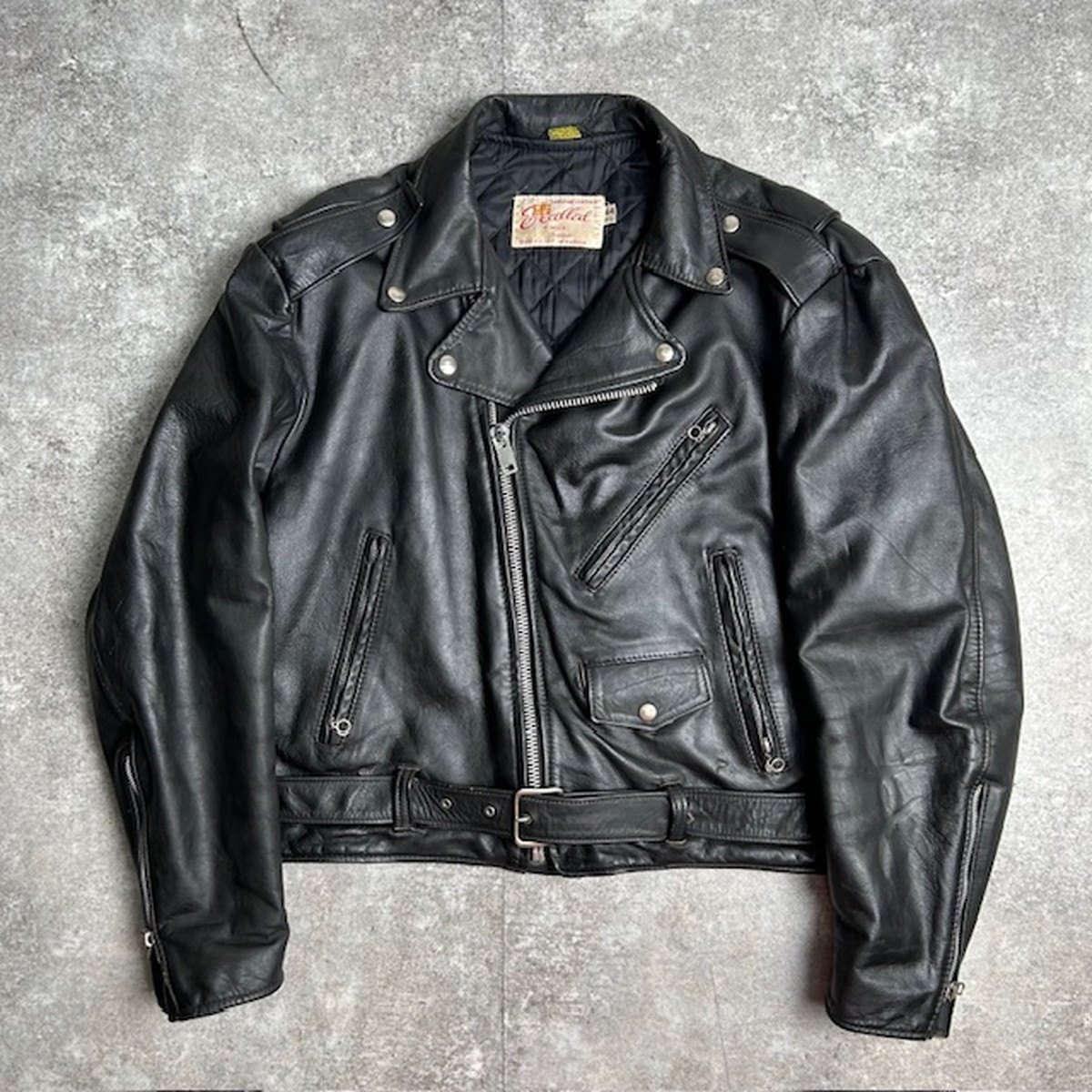 70s〜80s vintage ダブルレザーライダースジャケット ブラック 本革 70年代 70s 80年代 80s レザージャケット 本革 革ジャン