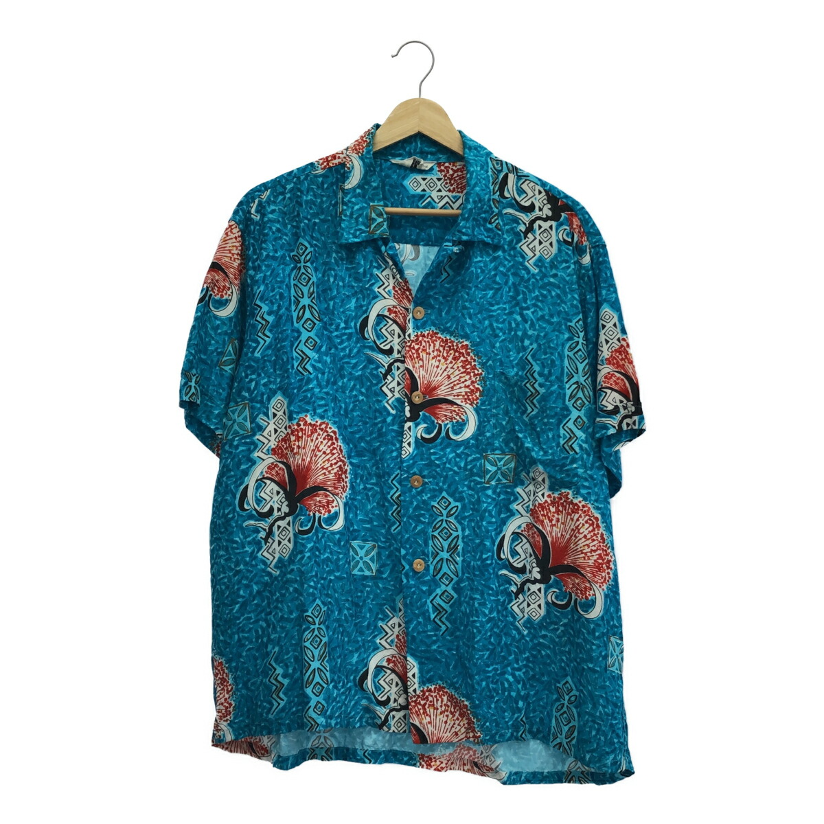 美品 アロハブロッサム パームツリー 総柄 レーヨン アロハ シャツ 40 L Aloha Blossom アロハブロッサム PALM TREE アロハシャツ 40