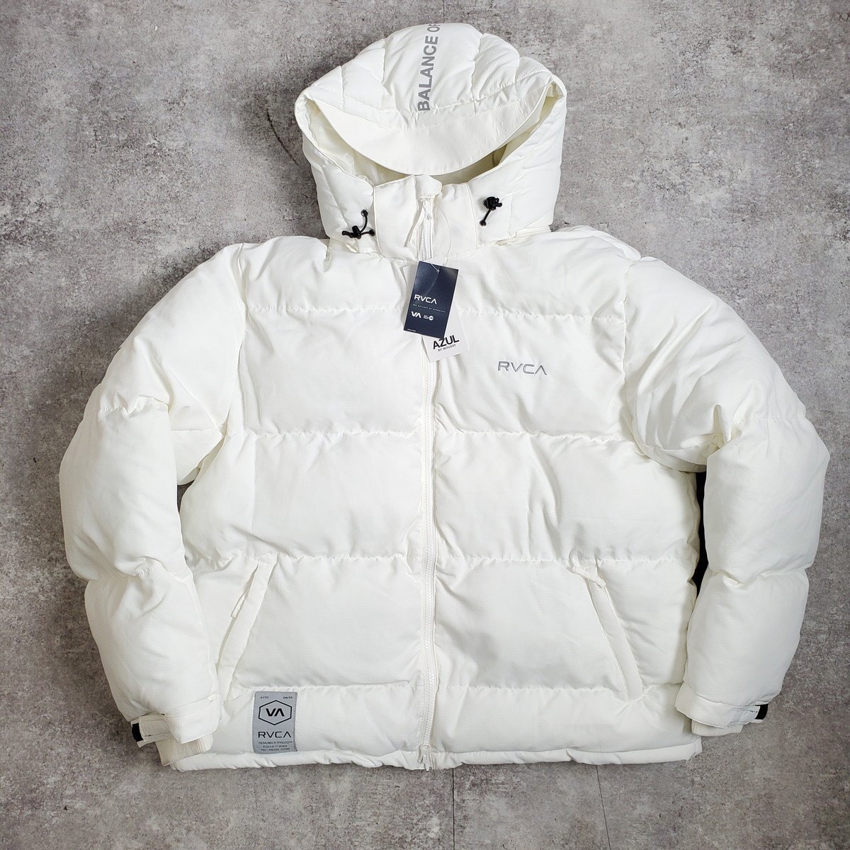 RVCA ルーカ PUFFER JACKET WHITE パファージャケット バックロゴジャケット 落ち込む上衣 L大きさ 貝塚店 ITUSB9EHBHSO 【中古】 RK2441D