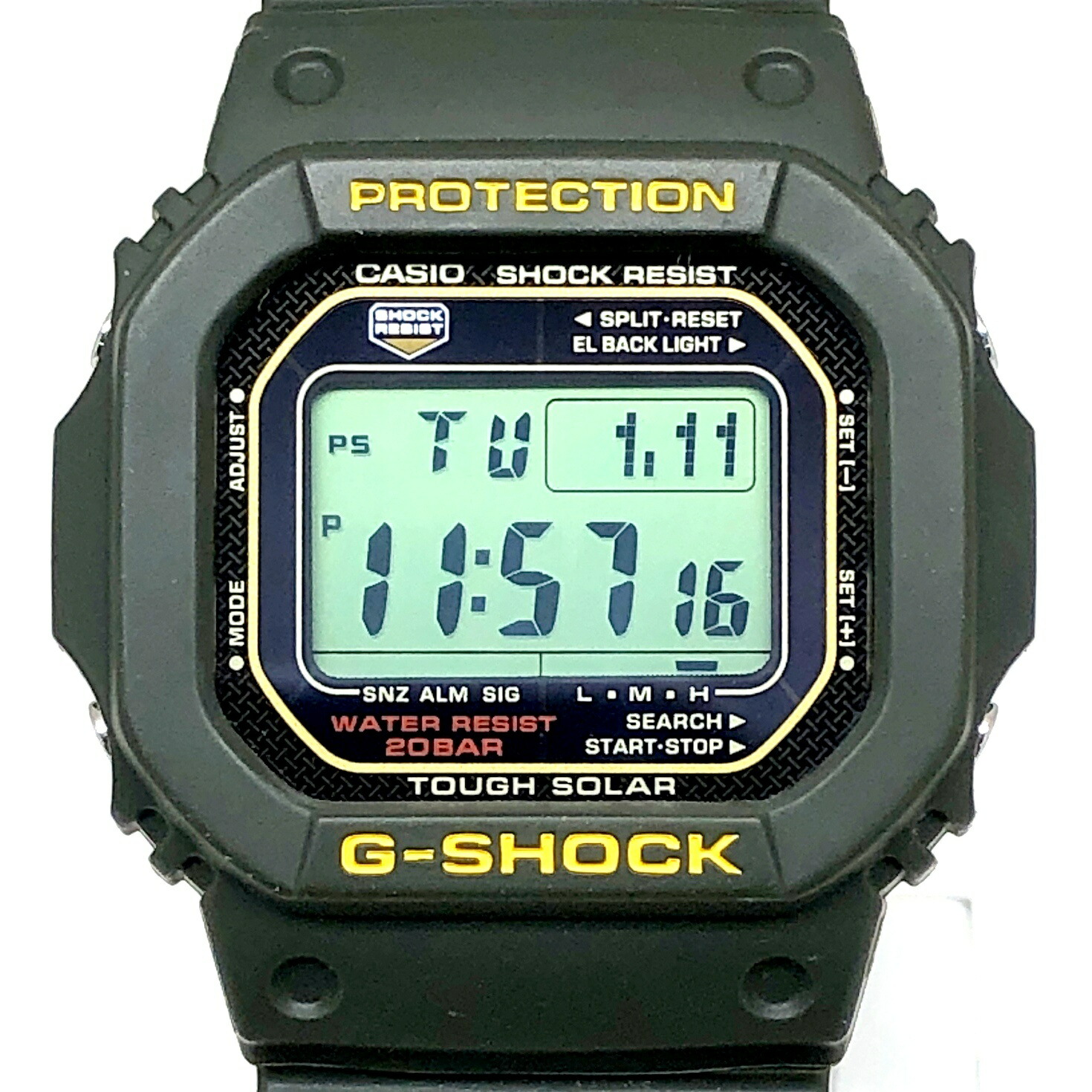 カシオ G G-5600A タフソーラー 稼動 中古 デジタル アーミーグリーン G-SHOCK G-5600A タフソーラー