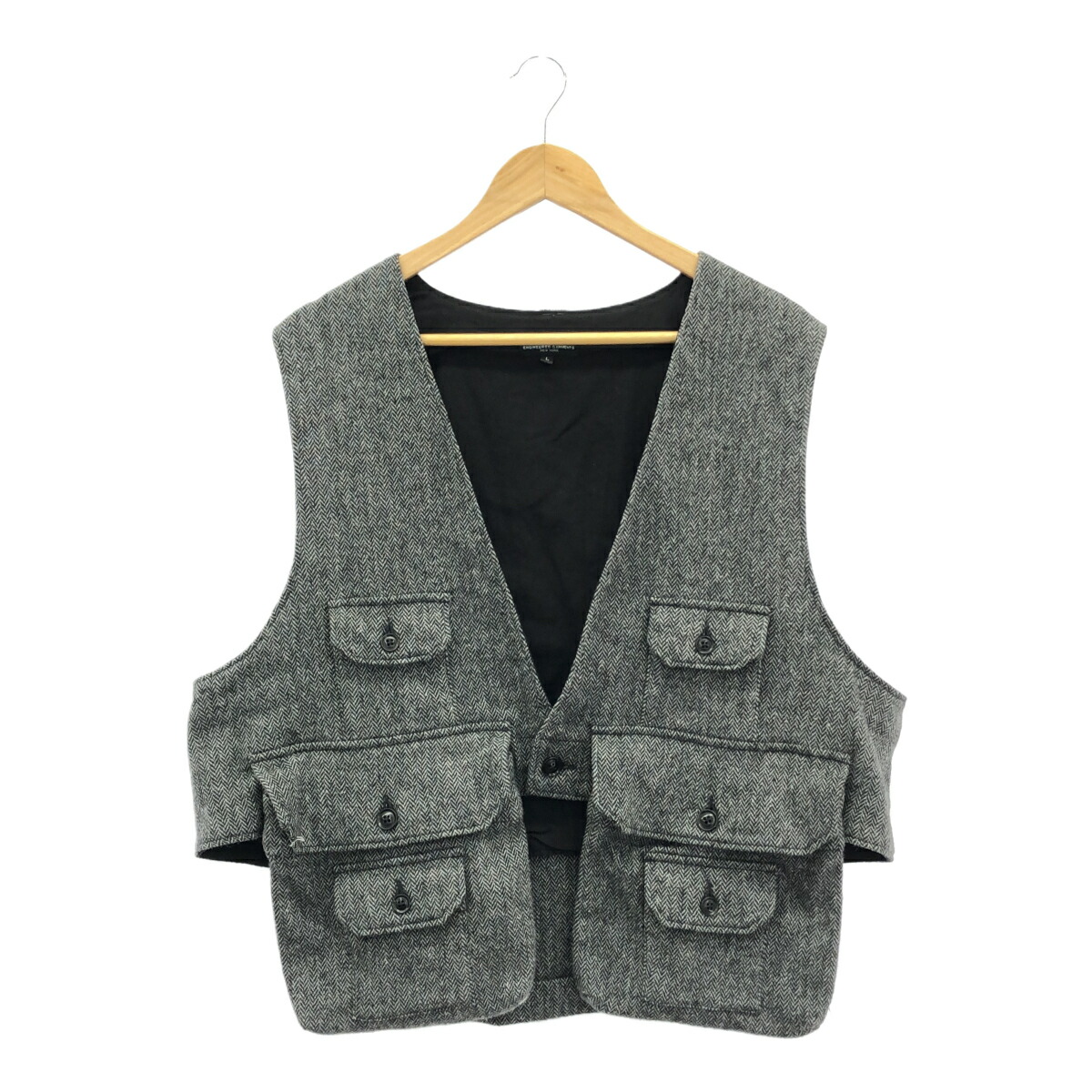 Engineered Garments エンジニアードガーメンツ サイズL Fowl Vest Poly Wool Herringbone NQ124 定価46,200円 ヘリンボーン ベスト メンズ グレー 三国ケ丘店 IT4CA3843CUY 【中古】 RM5190M｜NEXT51店