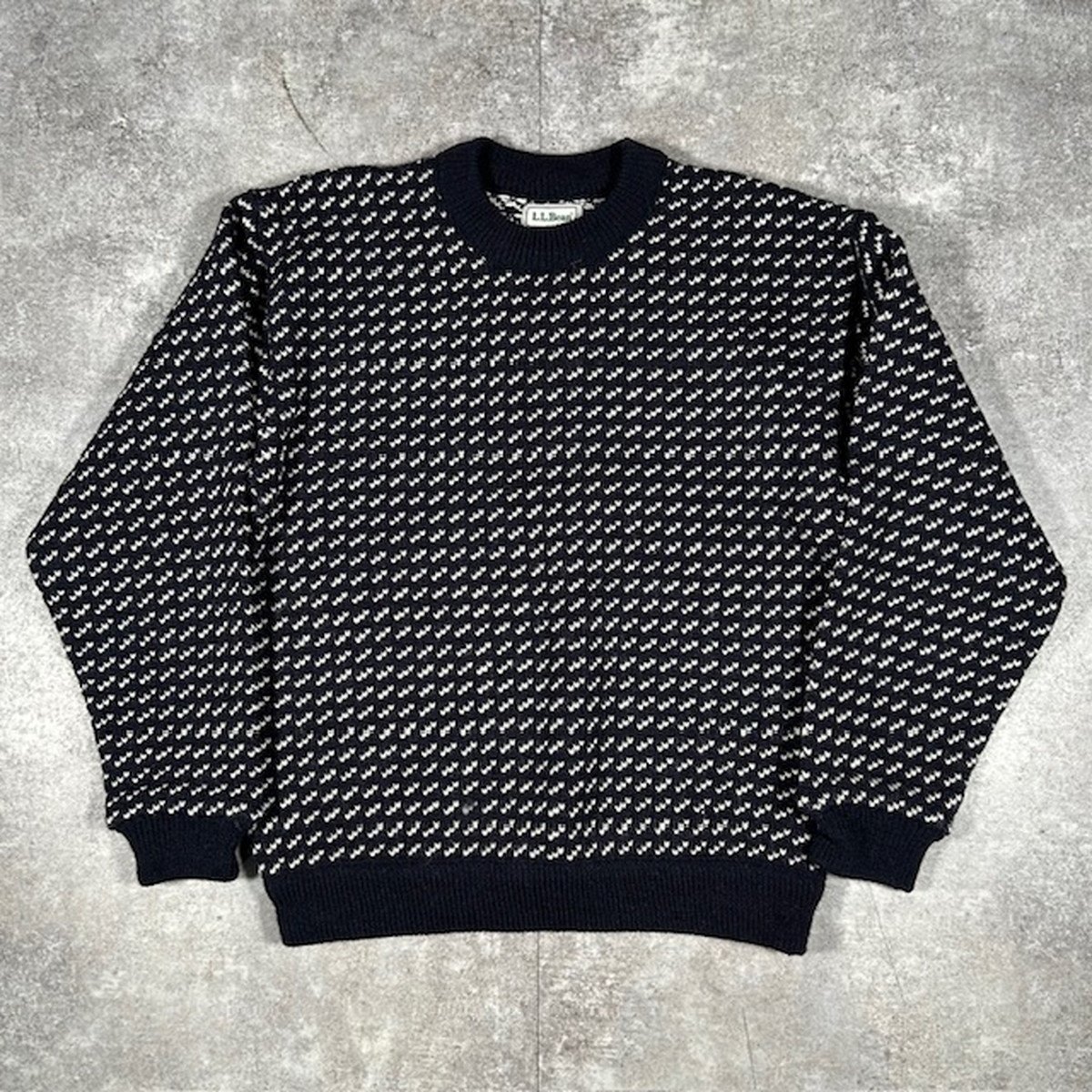 L.L.Bean エルエルビーン 80\u0027s 80年月日 L.L.Bean バーズアイ 編み物スウェーター Knit TOPS 長袖 ヴィンテージ vintage 総柄 貝塚店 ITHUF5DAI54K 【中古】 RK2650D