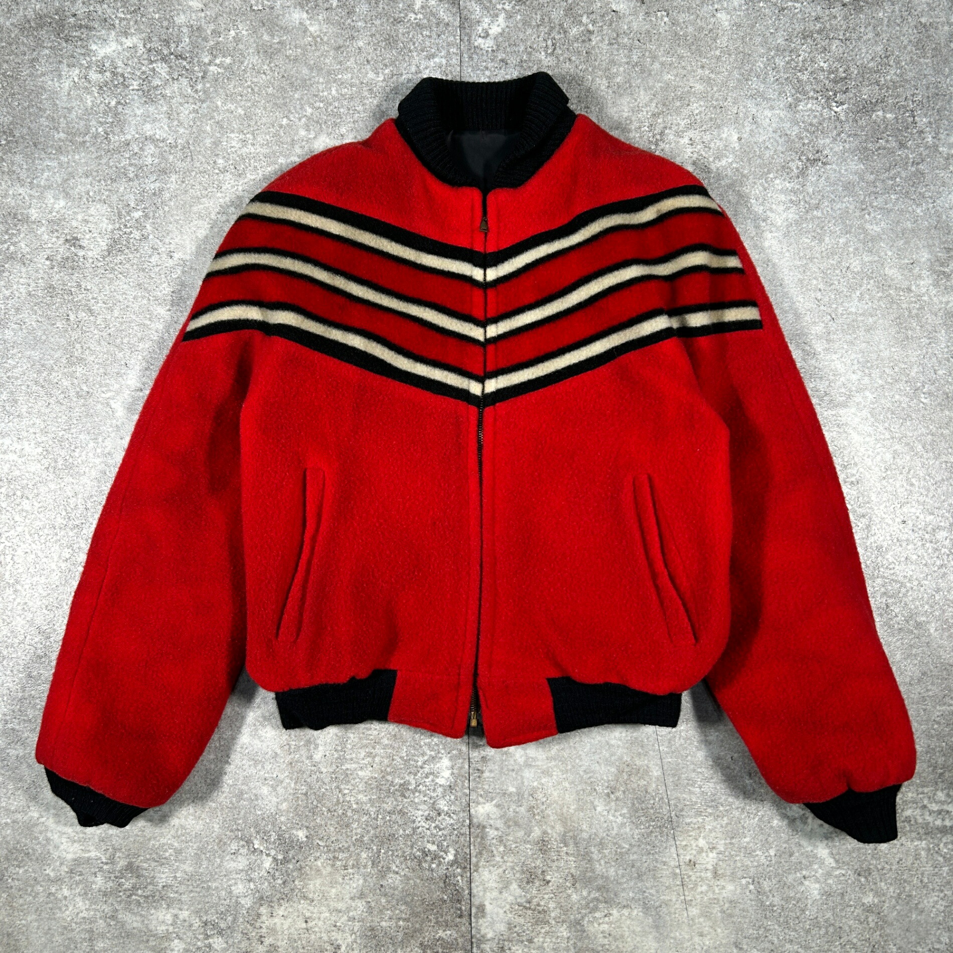 50's 60's unknown リバーシブルフリースジャケット CONMARzip CONMATIC zip レッド vintage ヴィンテージ 貝塚店 ITL393ZI6P8O 【中古】 RK303KO｜NEXT51店