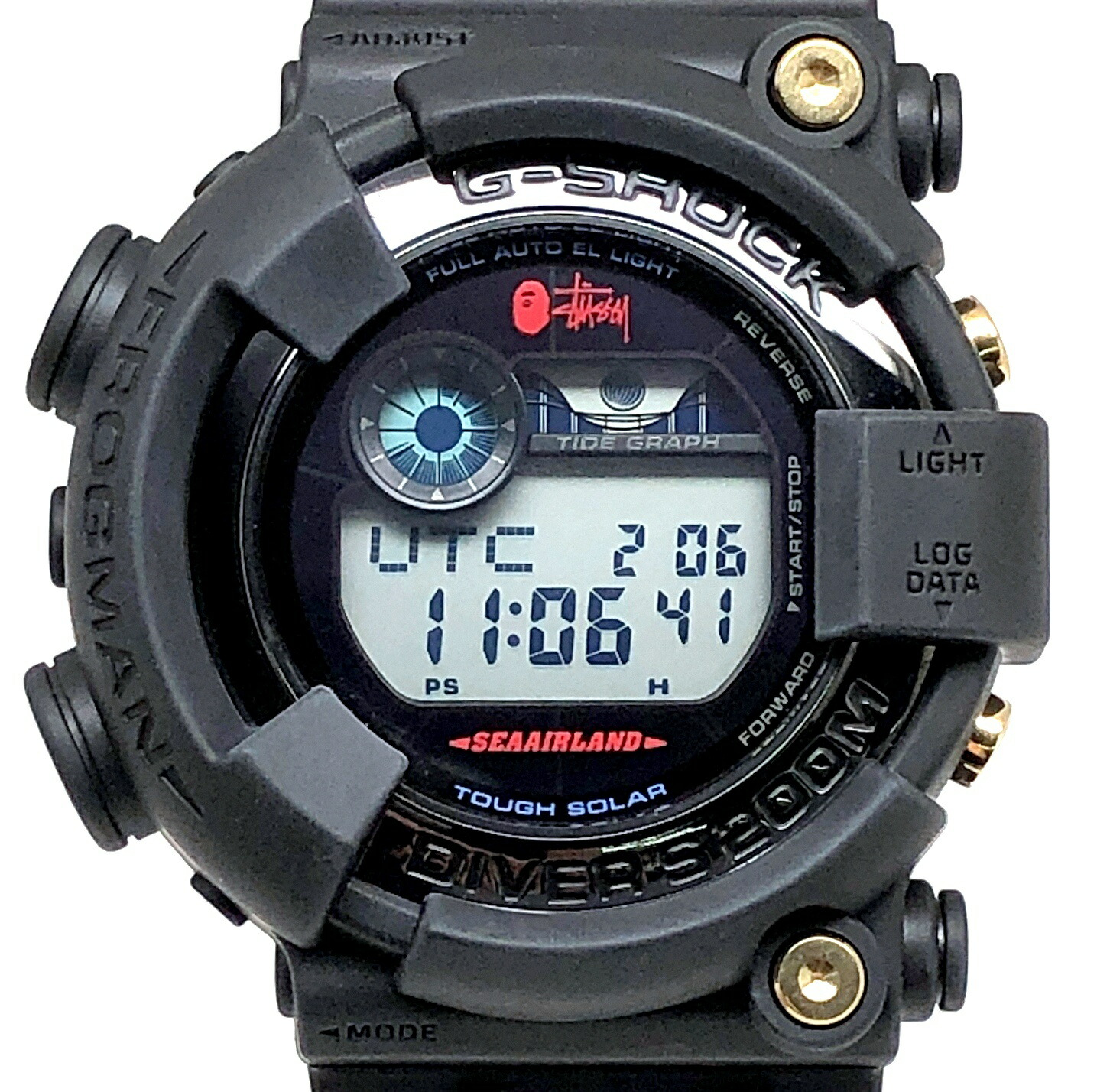 G-SHOCK ジーショック CASIO カシオ ウオッチ GF-8250BS-1 FROGMAN STUSSY×BAPE 潜水夫 ステューシー ベイプ アベイシングエイプ 手ごわいソーラー うす暗い薄墨色 スケルトン トリプル名まえ 2013年4月発売 三国ケ丘店 ITPIUGFN3JAU 【中古】