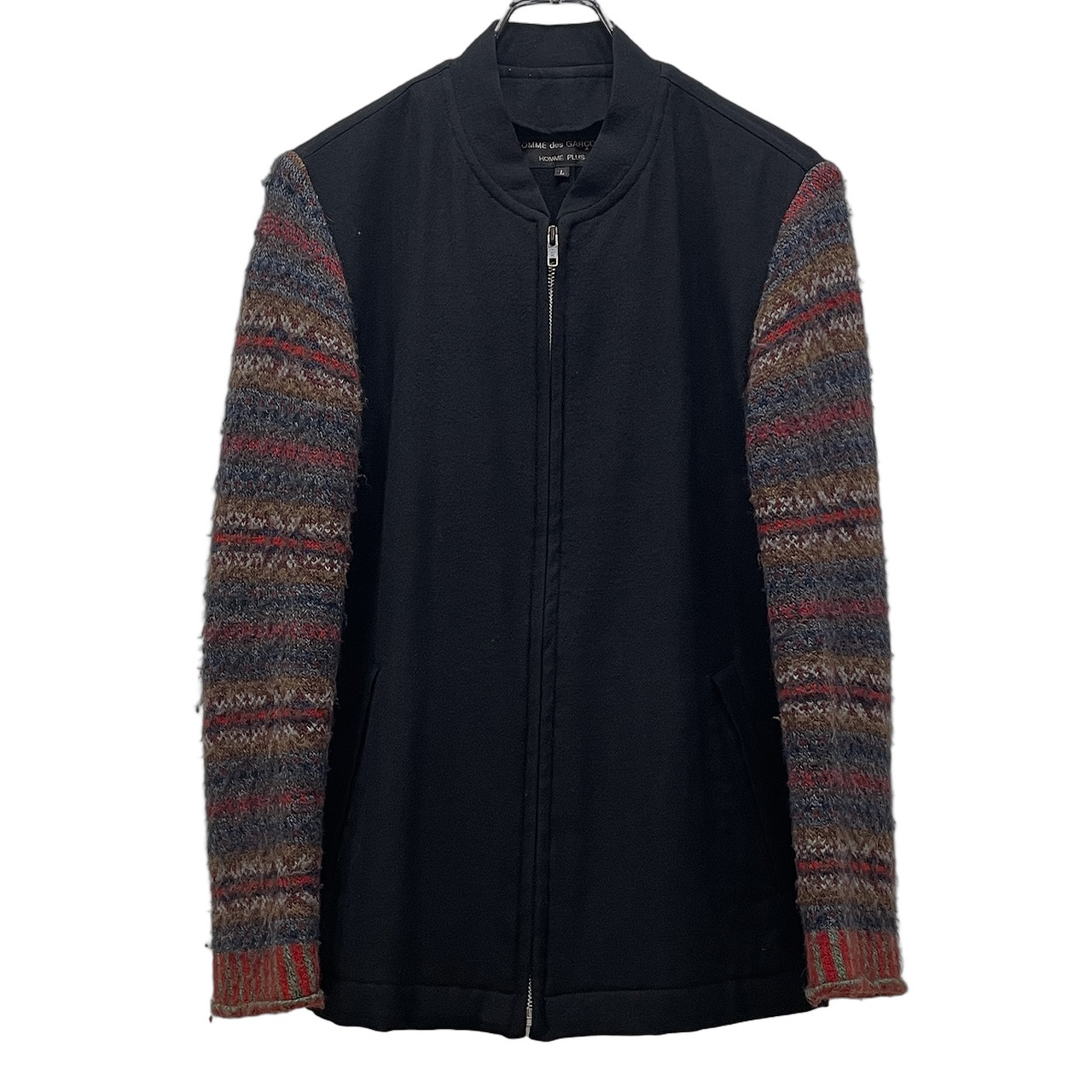 COMME des GARCONS HOMME PLUS 96AW 袖フェアアイル柄ニット切替ウールフラノジップアップジャケット Archive Traditional モッズ期 ブルゾン コート アウター フランネル コムデギャルソンオムプリュス メンズ 三国ケ丘店 ITUHL2E9NPZE 【中古】 RM5443I｜NEXT51店