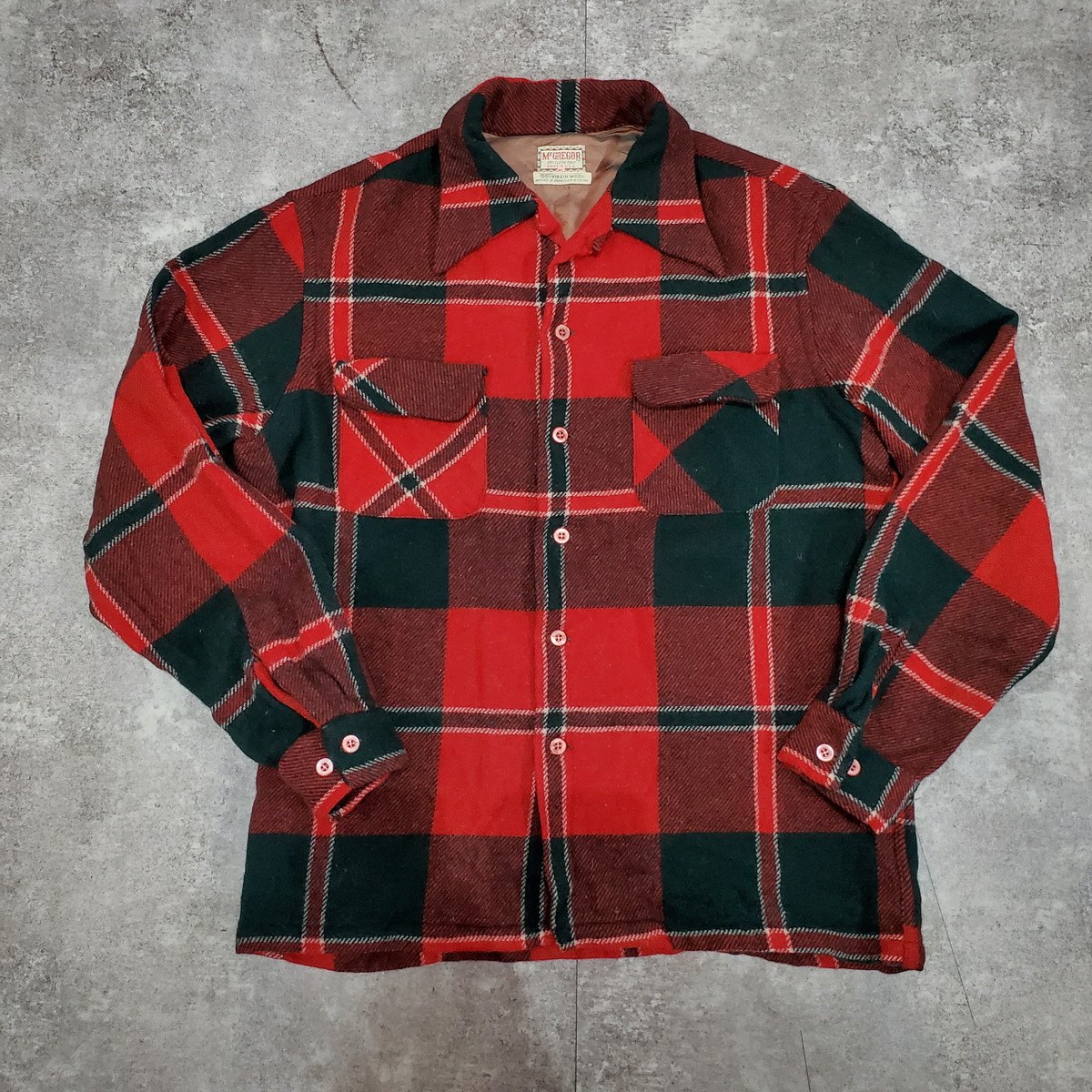 McGREGOR マックレガー 50\u0027s 50年月日 チェックネルシャツ 羊毛 赤プルオーバー VINTAGE ヴィンテージ USA製 貝塚店 IT2SEK7GTXX4 【中古】 RK010SE