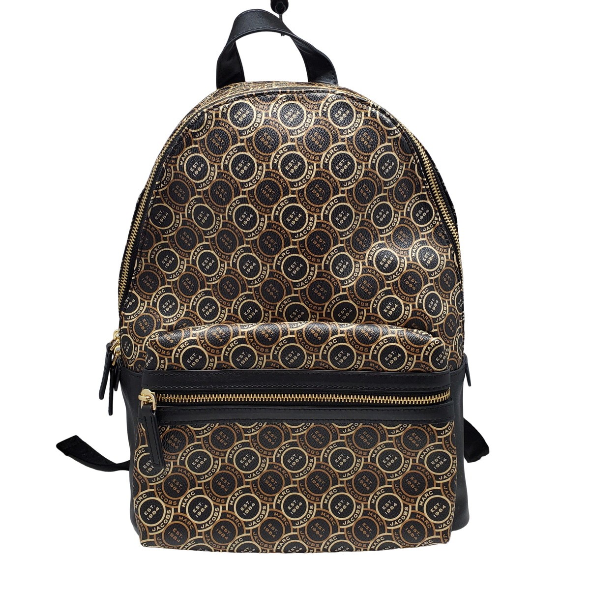MARC JACOBS マークジェイコブス 倶楽部ロゴタイプ 総柄 デイパック 背嚢 鞄 ユニ一発やる H302M12FA22 002 黒いことマルチ なめし革 貝塚店 ITFM3HYME3OW 【中古】 RK2761D