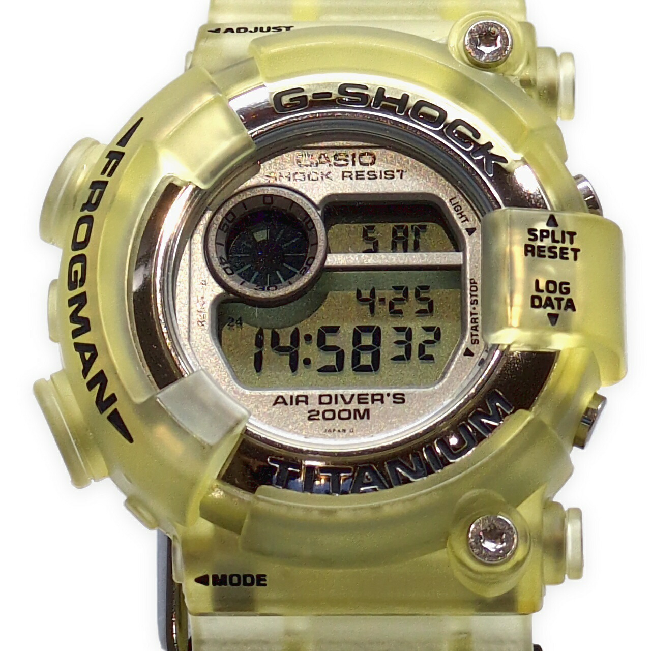 G-SHOCK ジーショック CASIO カシオ 腕時計 DW-8201WC-8T FROGMAN WCCS フロッグマン チタン ホワイトスケルトン 黒ロゴ チタンケース トリプルマンタEL 世界サンゴ礁保護協会 1998年6月発売 貝塚店 IT7R872SELJD 【中古】