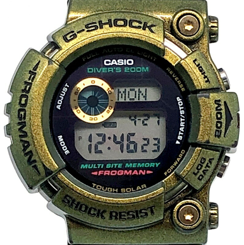 G-SHOCK ジーショック CASIO カシオ ウオッチ GW-200GM-9 FROGMAN GOLD DEFENDER 潜水夫 ゴールドディフェンダー 手ごわいソーラー 偏光ペンキ塗り 四神 守護神 白虎 金虎 2002年3月発売 三国ケ丘店 ITQSDO993RJW 【中古】