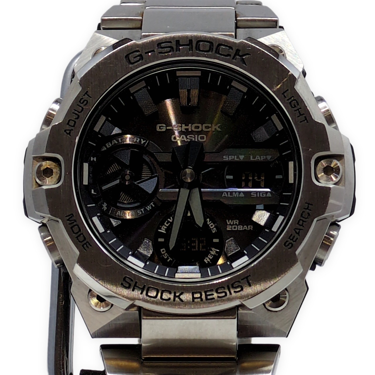 G-SHOCK ジーショック CASIO カシオ 腕時計 GST-B400D-1A G-STEEL Gスチール タフソーラー Bluetooth搭載 モバイルリンク ダブルLEDライト カーボンコアガード構造 メタル シルバー ブラック アナデジ 2021年5月発売 貝塚店 ITLXMLU8G4P4 【中古】