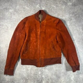 60&rsquo;s ヌバックレザージャケット ブラウン 革 MA-1 片爪ジップ ESKO-ZIP 茶 ブルゾン ヴィンテージ vintage 貝塚店 IT7FO2OD6JEK 【中古】 RK384KO｜NEXT51店