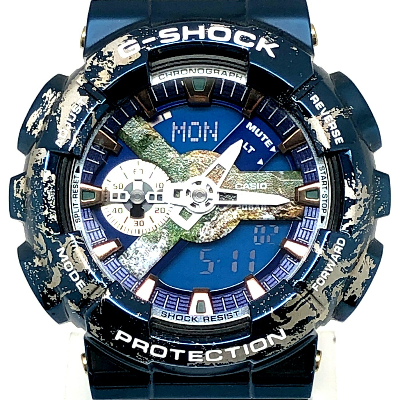 G-SHOCK ジーショック CASIO カシオ ウオッチ GM-110EARTH-1A 大地画題 メタルベゼル LED点火装置 ブルーメタリック アナデジ 2022年12月発売 三国ケ丘店 ITPKC8WKCH7Y 【中古】