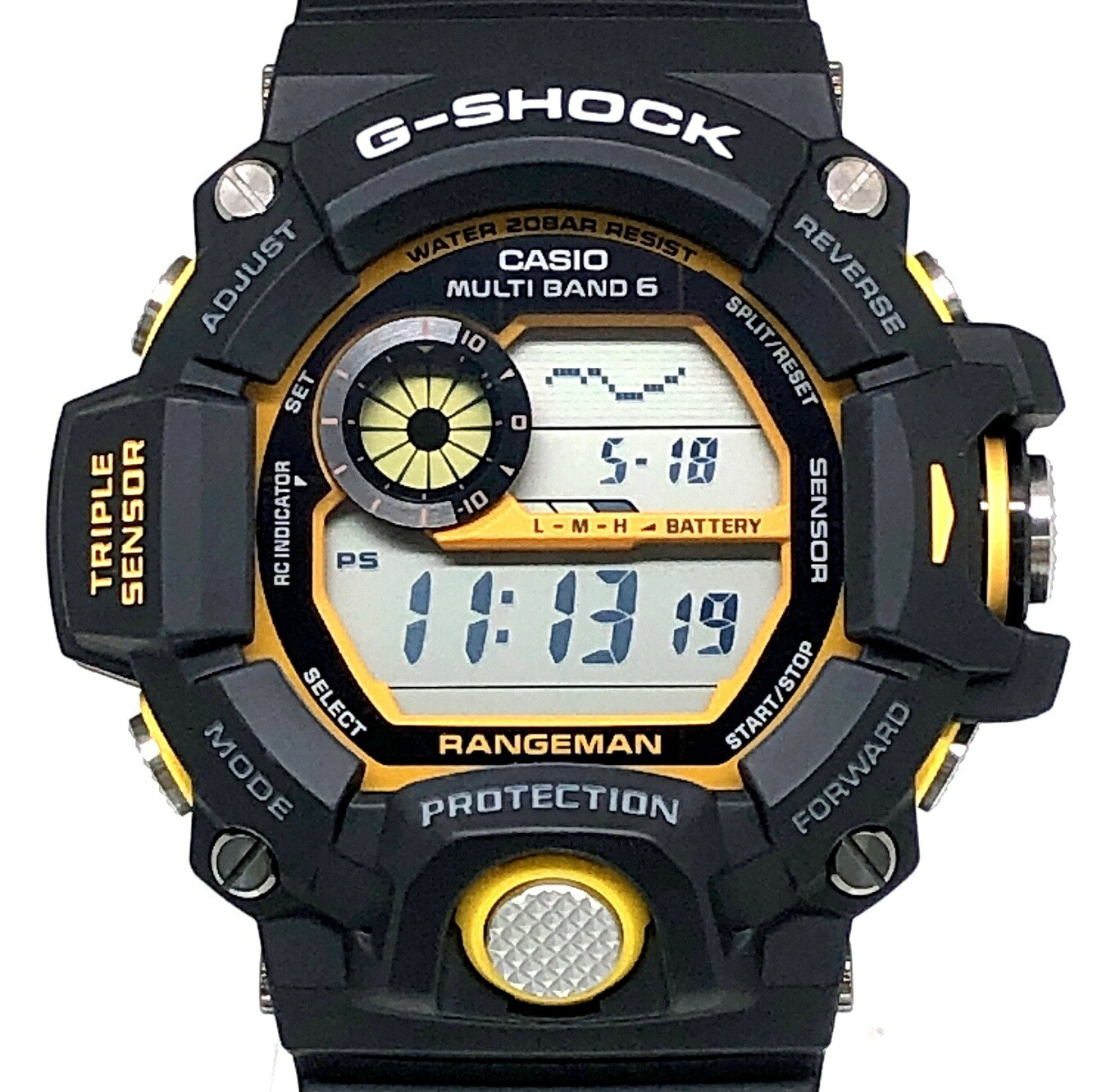 G-SHOCK ジーショック CASIO カシオ ウオッチ GW-9400YJ-1 RANGEMAN 領域マン 電磁波ソーラー トリプル検出器積み上げる 殊のほか・空圧・針路・気温位置づける LEDうしろ側点火装置 黒いこと×黄色 エマージェンシーカラー 2023年1月発売 三国ケ丘店 ITU10JP5UVFC 【中古】