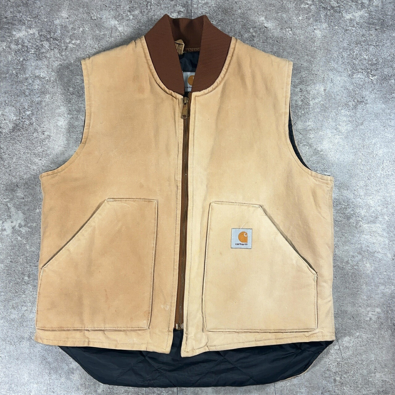 carhartt 鉄道車両ハート型 ダックベスト キルティングラインドライブ 綿織物 細工物 メンズ 赤銅色 L XL 90\u0027s ヴィンテージ 貝塚店 ITQVODULSTZW 【中古】 RK408KO