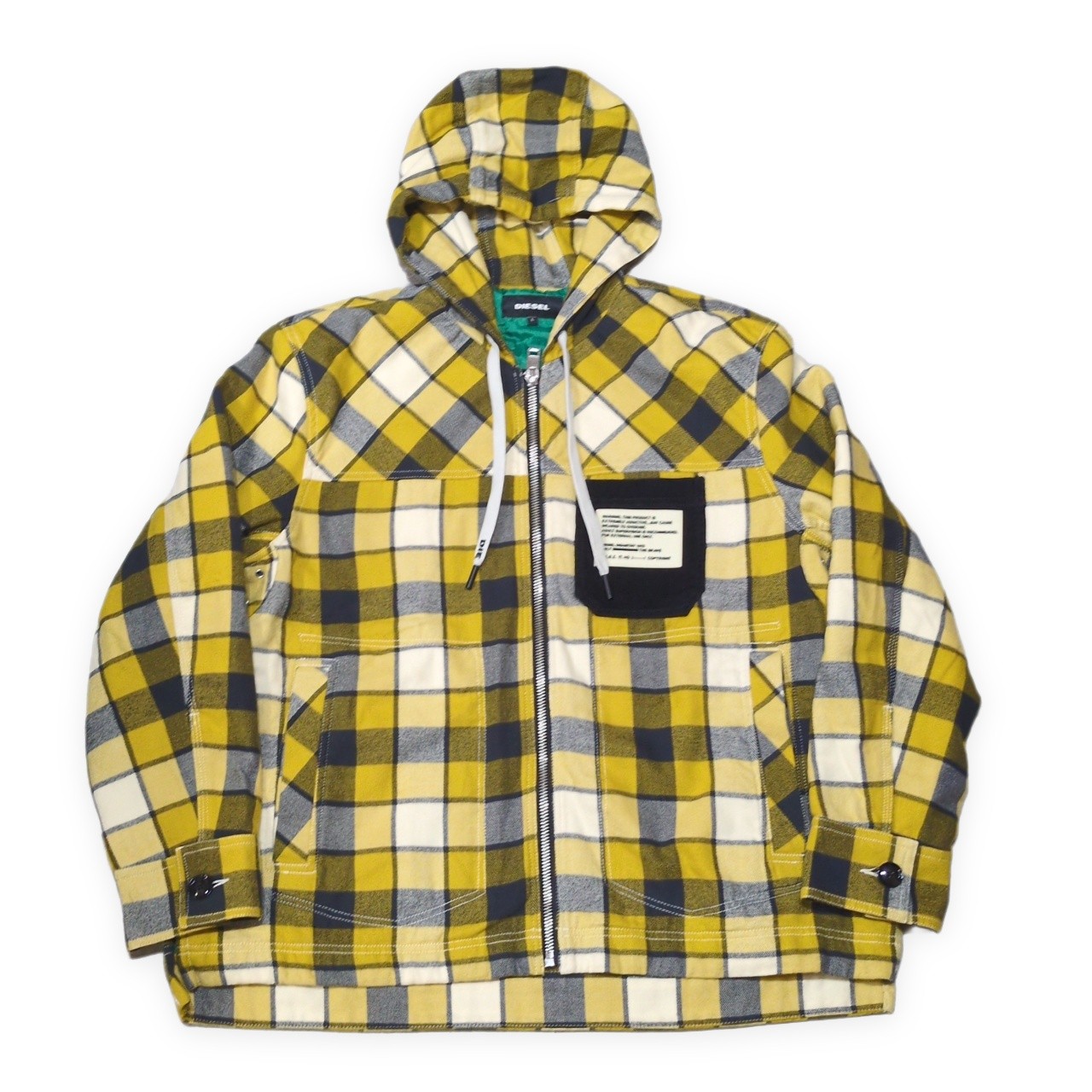 DIESEL ディーゼル チェック柄 ジップパーカー メンズ Lサイズ イエロー Parka 貝塚店 ITR05JYVX9TI 【中古】 RK2839D｜NEXT51店