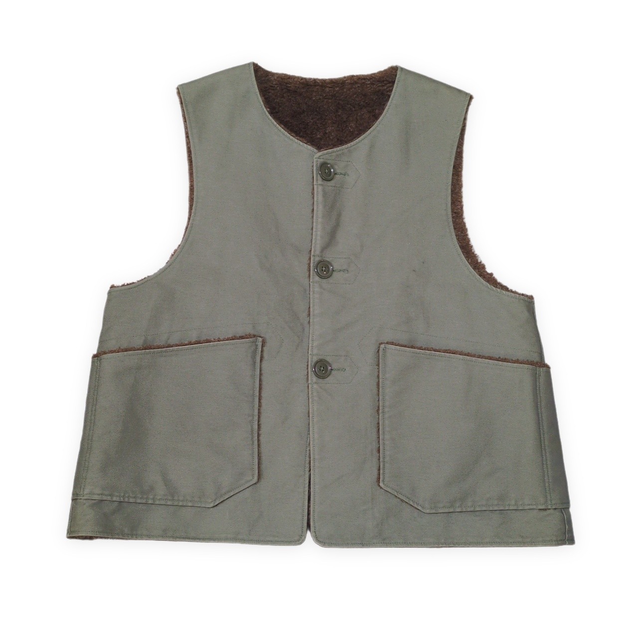Engineered Garments エンジニアードガーメンツ OVER VEST Twill ボアより良い USA製 亜米利加製 リバーシブルベスト 綿織物 L メンズ 貝塚店 ITNYPWC48L3Q 【中古】 RK411KO