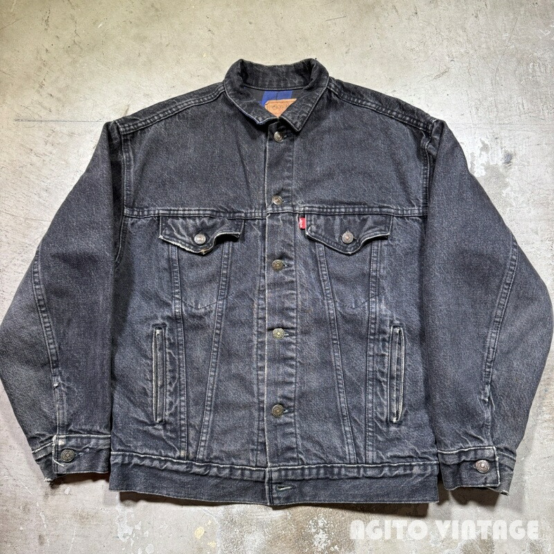 Levi's 80's~ リーバイス 57510-0314 ネルライナーブラックデニムトラッカーJKT ブルーネル L表記(ボーイズサイズ) USA製 三国ケ丘店 ITJD6ZEAR38G 【中古】 RM3377H|NEXT51店
