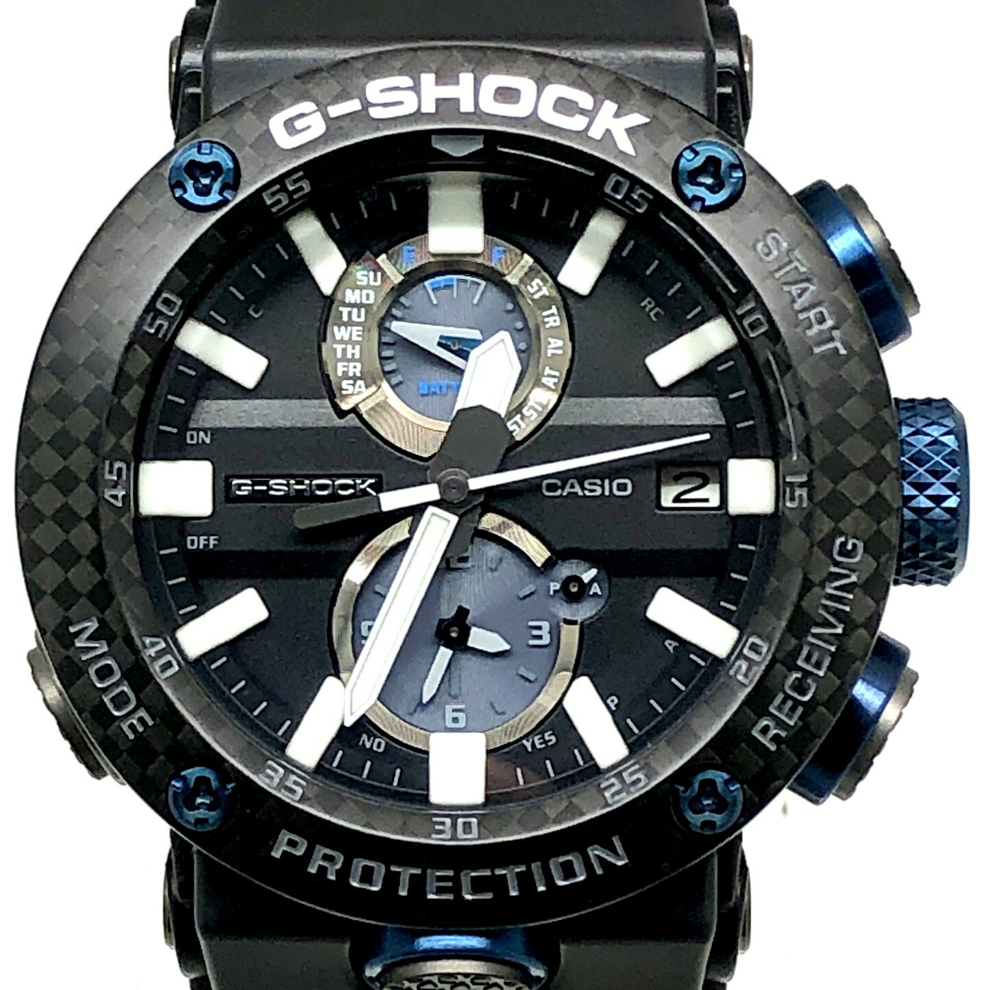 G-SHOCK ジーショック CASIO カシオ ウオッチ GWR-B1000-1A1 GRAVITYMASTER グラビティマスター 電磁波ソーラー Bluetooth積み上げる 移動性繋がり カーボンモノコックケース トリプルGレジスト LED点火装置 黒いこと×青碧 2019年3月発売 三国ケ丘店 ITWCMXVNJ34S 【中古】