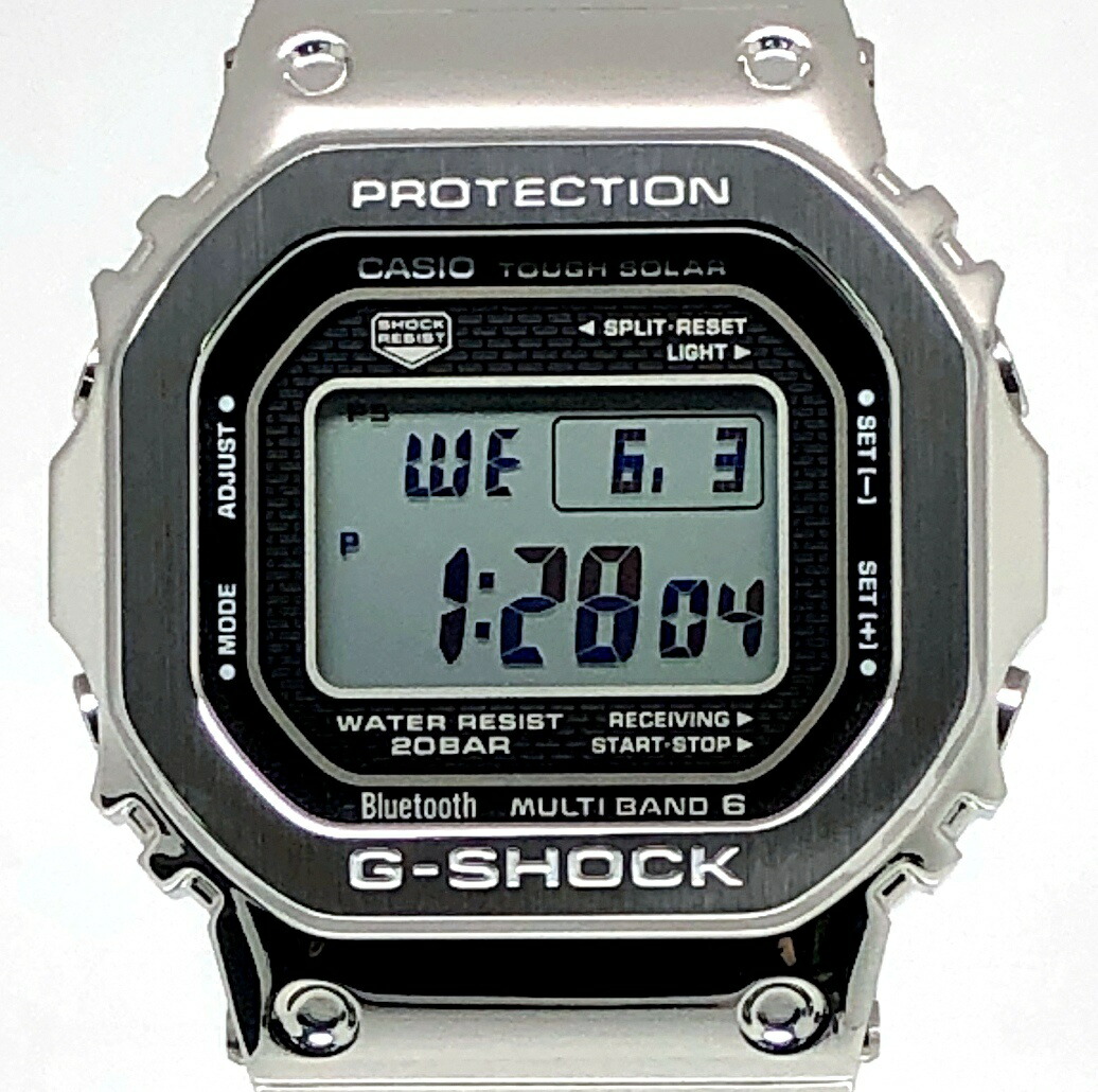 G-SHOCK ジーショック CASIO カシオ ウオッチ GMW-B5000D-1 盛りだくさん金属元素 しろがね色 電磁波ソーラー Bluetooth積み上げる 移動性繋がり LEDうしろ側点火装置 推進器うしろ側 2018年4月発売 三国ケ丘店 ITMMO9L6ODLG 【中古】