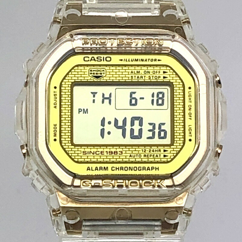 G-SHOCK ジーショック CASIO カシオ 腕時計 DW-5035E-7 35th ANNIVERSARY GLACIER GOLD Gショック35周年記念 グレイシアゴールド クリアスケルトン スクリューバック 2018年9月発売 三国ケ丘店 ITWJXPAFW64C 【中古】｜NEXT51店 15,300円