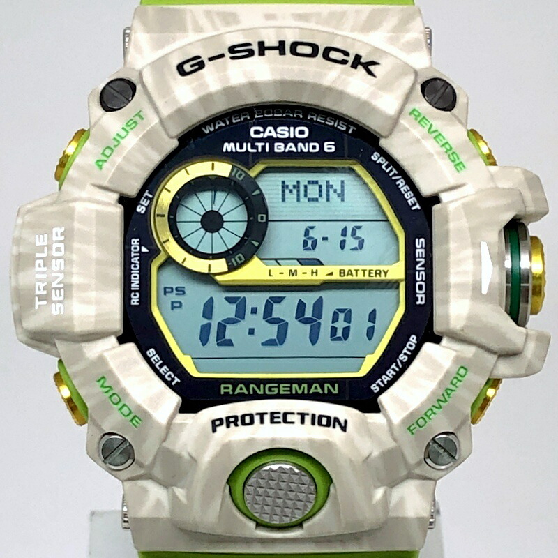 G-SHOCK ジーショック CASIO カシオ 腕時計 GW-9404KJ-3 RANGEMAN EARTHWATCH 2019 レンジマン アースウォッチ コラボ カカポ 電波ソーラー トリプルセンサー搭載 LEDバックライト オフホワイト グリーン カモフラ 迷彩 2019年2月発売 三国ケ丘店 ITK1TM0A19MI 【中古】|NEXT51店