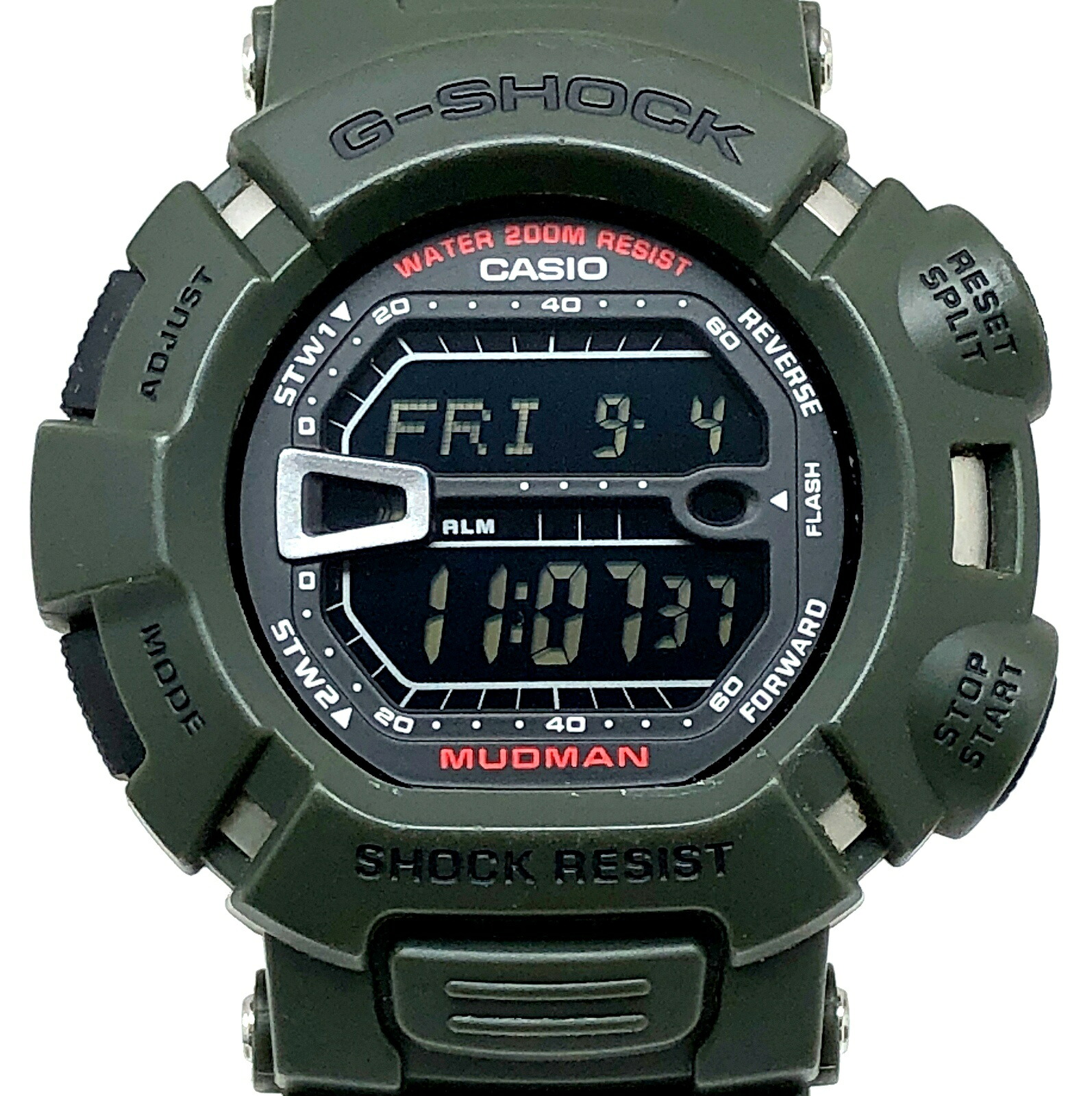 G-SHOCK G-SHOCK 카시오 카시오 시계 G-9000-3V 머드맨 매드맨 해외 모델 머드 레지스트 구조 방진/진흙 방지 리버싱 LCD 듀얼 일루미네이터 EL 백라이트 그린 카키 밀리터리 출시 2006/7 미쿠니가오카 스토어 IT4R49WAZ43Q [중고]