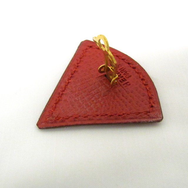 hermes爱马仕耳环皮革三角形配饰简单红红型推扇子型女士礼物礼物美品