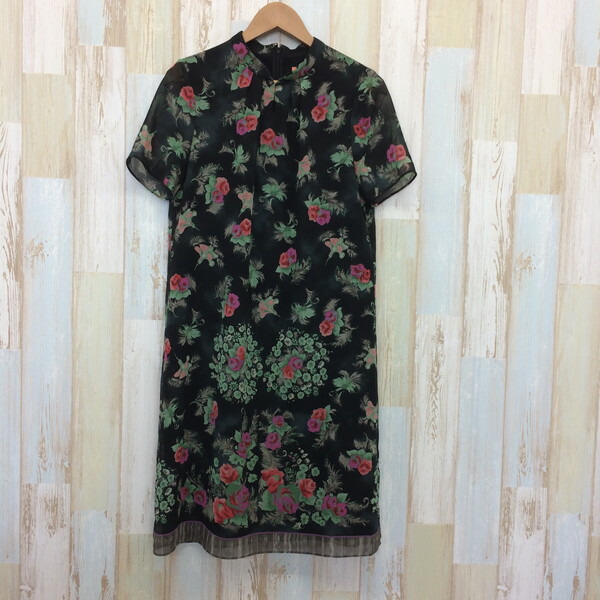 sunaunawampisu短袖花纹黑色总花纹女士38日本制造三国丘商店008274