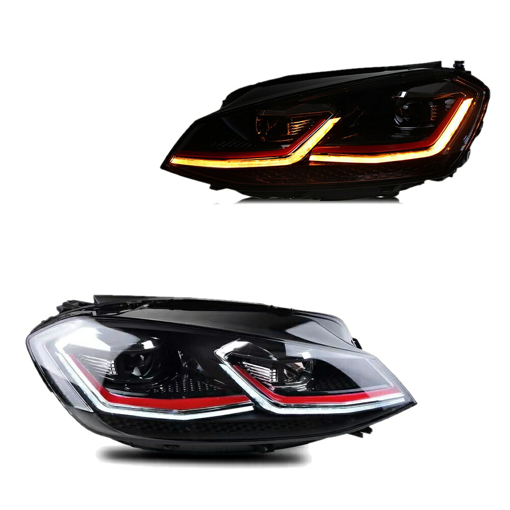 ゴルフ7 GOLF7.5 5G 後期 LED ヘッドライト 左右 ヘッドランプ シーケンシャルウィンカー フォルクスワーゲン AKD A GTIタイプ|ジャパンネット部品