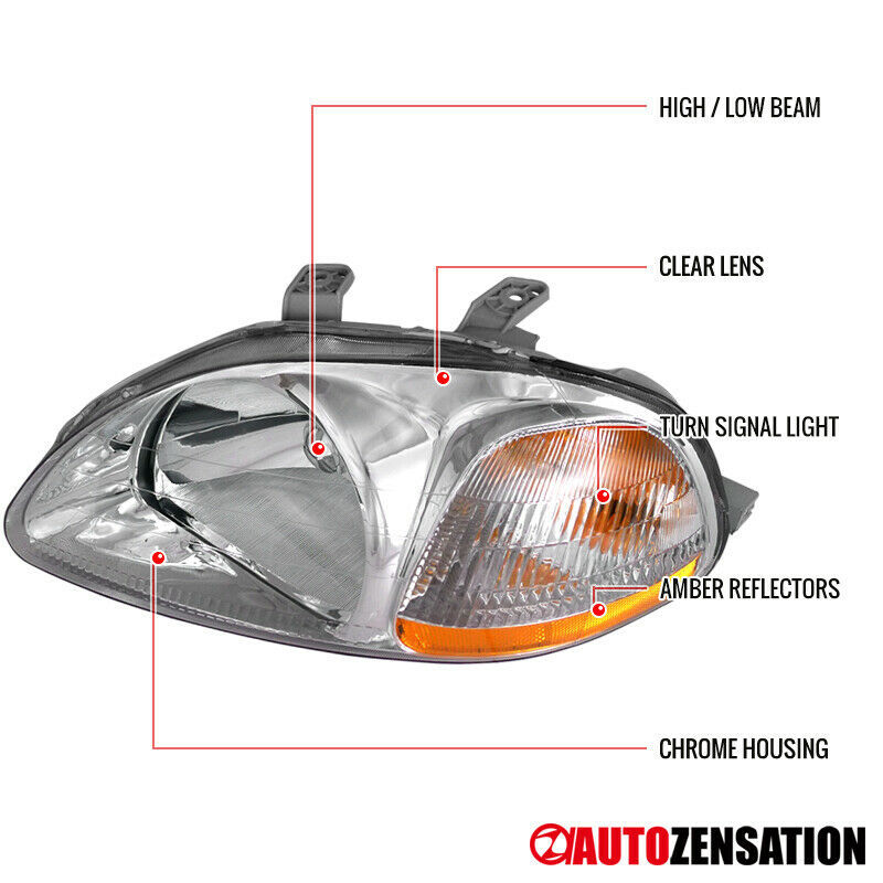 Autozensation製 ホンダ シビック Ek4 Ek9 B16a B16b 96 98 ヘッドライト クリア クローム Type B Rvcconst Com