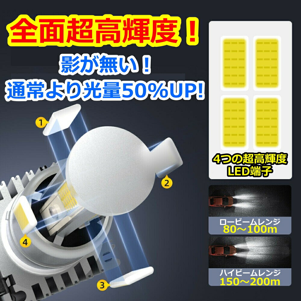 ヘッドライトバルブロービームシーマF50日産VQ30DETVK45DDVK45DEH13.1〜H15.104面LEDH46000K30000lmSPEVERT製