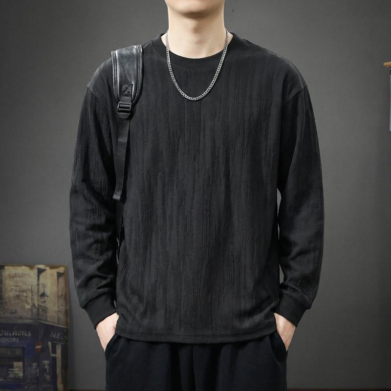 長袖 メンズ Tシャツ 春 スタイル ドロップショルダー ラウンドネック スウェット シャツ