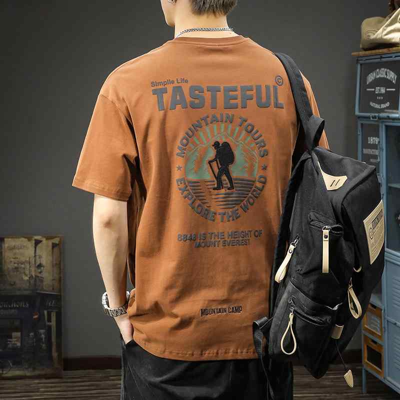 綿 プリント カジュアル 半袖 Tシャツ メンズ アメリカン スタイル ゆったり フィット 通気性 抜群 ハーフ スリーブ シャツ