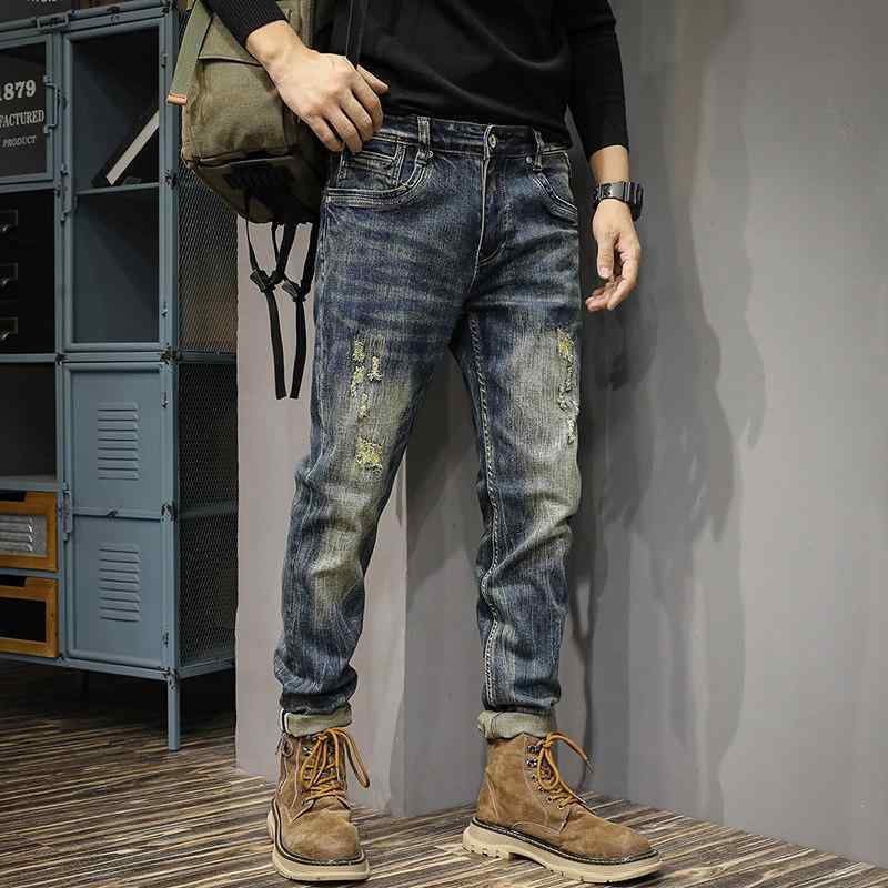 レッグ ダメージ ジーンズ メンズ ストレッチ 素材 スリム フィット パンツ 春 メンズ パンツ