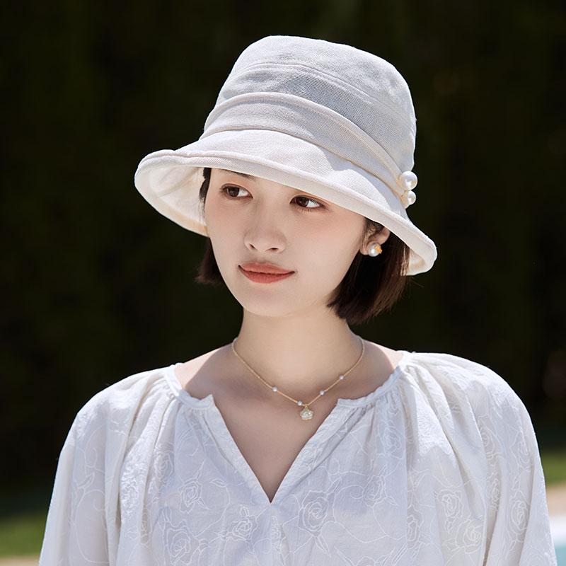 帽子 サンハット 女性用 レディース オフホワイト ブラック カーキ パール 通気性 紫外線カット 日除け UVカット