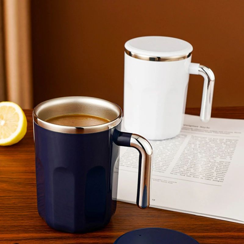 フタ付き クリーン簡単 電池なし ステンレス 粉ミルク?コーヒー入れ マグカップ ミキシング 自動かき混ぜ カップ 自動磁気撹拌