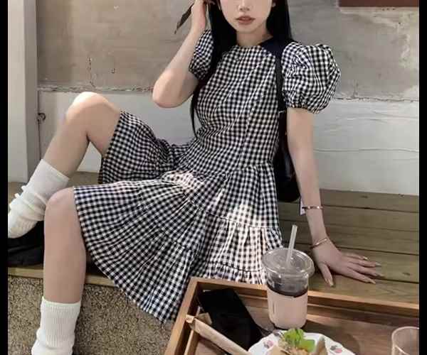 ワンピース プルオーバー ミニ ショート 半袖 パフスリーブ スリム 細身 ティアード フェミニン かわいい 大人可愛い 5,169円