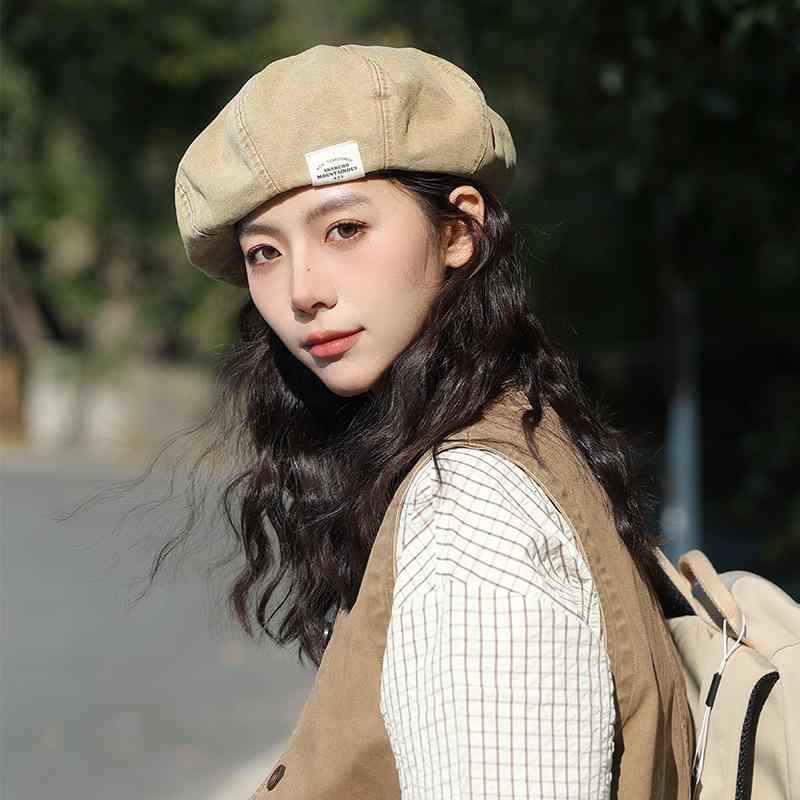 ベレー帽 レディース 春夏用 デニム ヴィンテージ風 ウォッシュ加工 ゆったりサイズ 小顔効果 UVカット 紫外線対策 日よけ 無地