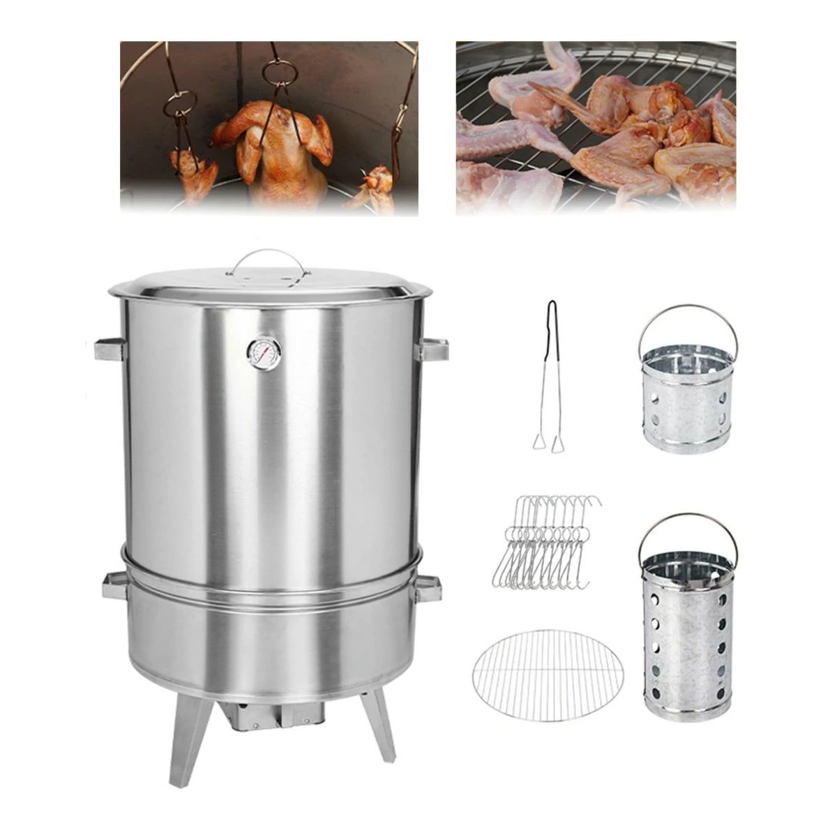 身寄り用無煙丸焼き吊り暖房器 丸焼き コンロ bbq コンロ 携帯型縦型炭火スモーカーグリルバレルグリル室外屋内