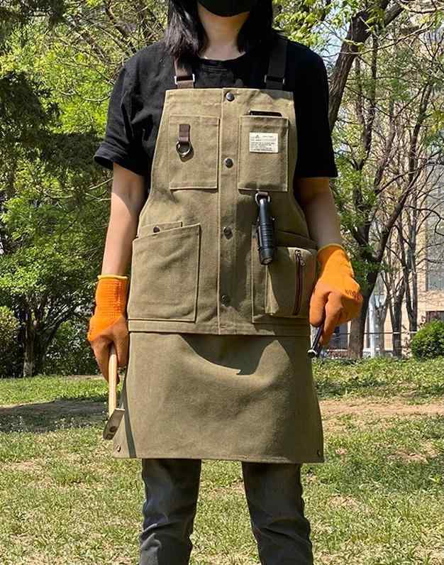 ベージュ ブラウン グリーン 作業服 レトロ キャンプ アメリカン 職人 木工 庭師 アウトドア おしゃれ キッチン 家庭 料理 メン