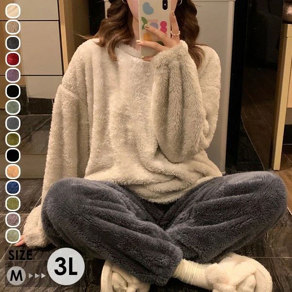 プレゼント ギフト 可愛い かわいい 女性用 レディース ふわふわ 大人用 モコモコ あったか 暖かい 部屋着 寝巻き 長袖 冬 パジ