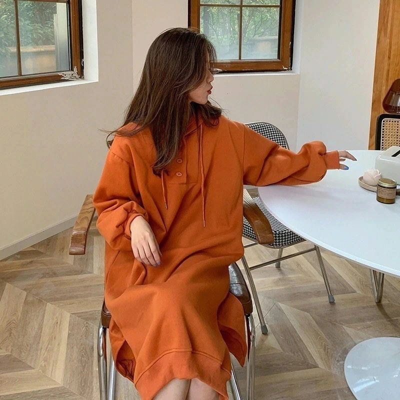 パ一力一トレンドはビッグロゴ 秋ロングパーカー レディース スウェットワンピース 韓国ファッション着痩せ百掛け