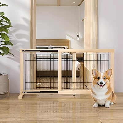 横すべり式愛玩動物論理ゲート 置くだけ 高さ60糎 とり備える幅60-115糎 木製 犬用論理ゲート 犬 駒寄せ 室内